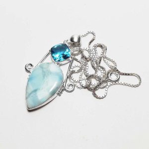 Ciondolo Larimar Topazio Argento c1137