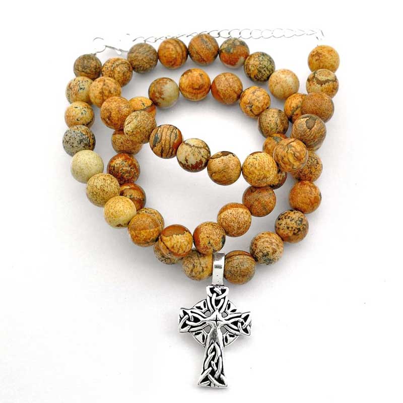 Collana diaspro croce argento 2975