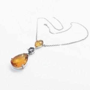 Collana in Quarzo Citrino e Ametista Argento 1205